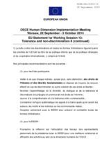 EU Statement for Working Session 13:  Tolerance and non-discrimination II (continued)