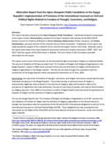 Alternative Report from the Open Viewpoint Public Foundation on the Kyrgyz Republic&rsquo;s Implementation of Provisions of the International Covenant on Civil and Political Rights Related to Freedom of Thought, Conscience, and Religion