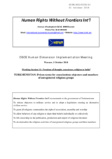 TURKMENISTAN: Prison terms for conscientious objectors and members of unregistered religious groups