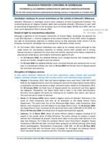 RELIGIOUS FREEDOM CONCERNS IN AZERBAIJAN