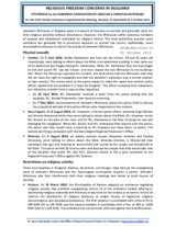 RELIGIOUS FREEDOM CONCERNS IN BULGARIA