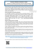 RELIGIOUS FREEDOM CONCERNS IN TURKEY