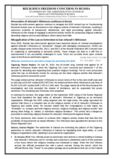 RELIGIOUS FREEDOM CONCERNS IN RUSSIA