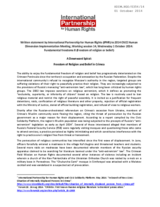 A Downward Spiral:  Freedom of Religion and Belief in Crimea