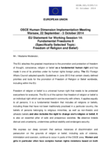 EU Statement for Working Session 14:  Fundamental Freedoms II