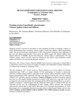 Rapporteur's Reports for Working Session 8