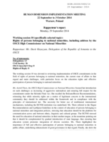 Rapporteur's Reports for Working Session 10