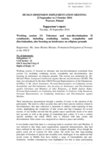 Rapporteur's Reports for Working Session 13