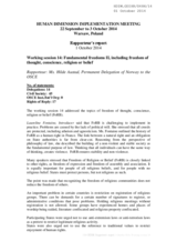 Rapporteur's Reports for Working Session 14