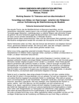 Proposals to reduce the tensions between the religious and to prevent the discrimination of Muslims