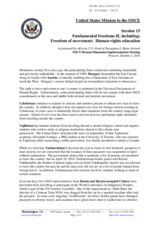 Statement by the United States Mission to the OSCE