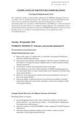 Compilation of Written Recommendations (Working Sessions 12-15)