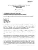 Rapporteur's Report (Working Session 11)