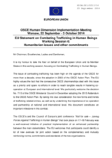 EU Statement on Combating Trafficking in Human Beings