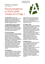Recommendations to OSCE HDIM from Atheist Ireland