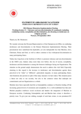 STATEMENT BY AMBASSADOR TACAN ILDEM, PERMANENT REPRESENTATIVE OF TURKEY