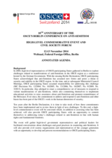 Annotated Agenda: 10th Anniversary of the OSCE’s Berlin Conference on Anti-Semitism: High-Level Commemorative Event and Civil Society Forum
