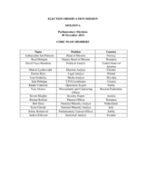 Moldova, Parliamentary Elections, 30 November 2014: Core Team Members