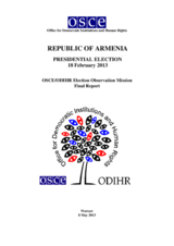 Armenia, Presidential Election, 18 February 2013: Final Report