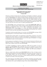 Tajikistan, Parliamentary Elections, 1 March 2015: Information Sheet Request for Short-Term Observers