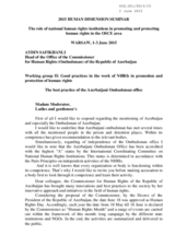 The best practice of the Azerbaijani Ombudsman office