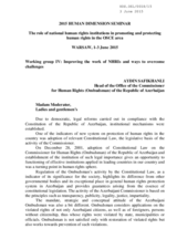 Statement by Mr. Aydin Safikhanli Head of the Ombudsman Office of the Republic of Azerbaijan