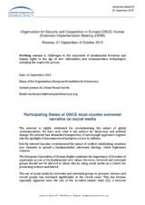 Participating States of OSCE must counter extremist narrative on social media