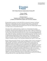 Statement on the Urgency of Consistent Reforms in Support of Fundamental Freedoms and Civil Society in Belarus