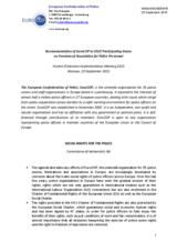 Recommendation on Freedom of Association for Police Personnel