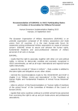 Recommendations on Freedom of Association for Military Personnel