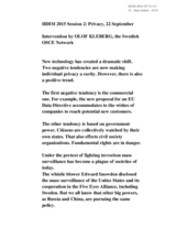 Intervention by Olof Kleberg, the Swedish OSCE Network