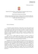 Remarks by Ms. Jelena Pajovic van Reijn, Office for Cooperation with Civil Society, Government of the Republic of Serbia