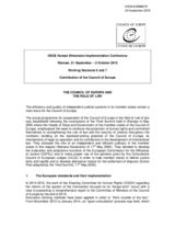 Contribution of the Council of Europe