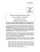 The work of the European Committee for the Prevention of torture and inhuman or degrading treatment or punishment (CPT)