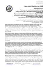 Statement as prepared for delivery by David J. Kramer, Head of Delegation