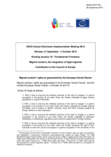 Migrant workers&rsquo; rights as guaranteed by the European Social Charter