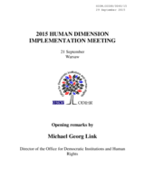 Opening remarks by Director of ODIHR Mr. Michael Georg Link