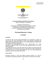 Statement on the Greek minority in Turkey