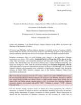 Remarks by Mr. Dusan Kozarev, Deputy Director, Office for Kosovo and Metohija, Government of the Republic of Serbia