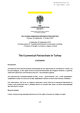 The Ecumenical Patriarchate in Turkey. Statement