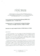 Declaration by Daniele Muller-Tull, President of FECRIS