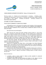 Statement about freedom of religion and persecutions of Christians and other religious minorities