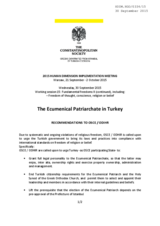 The Ecumenical Patriarchate in Turkey. Recommendations