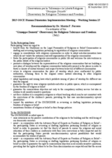 Written recommendations on freedom of religion