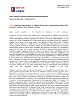 Contribution on violence and discrimination by Tajikistan Government towards opposition party IRPT, journalists and human rights protection activists