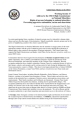 Statement. As prepared for delivery by Ambassador Daniel B. Baer, U.S. Permanent Representative to the OSCE