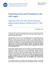 Statement and written recommendations