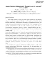 Statement on Roma political representation in Hungary