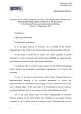 Remarks by the OSCE Chairperson-in-Office, First Deputy Prime Minister and Minister of Foreign Affairs of Serbia H.E. Mr. Ivica Dacic