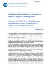 Statement on the issue of Addressing discrimination in detention in the OSCE region: a pressing need